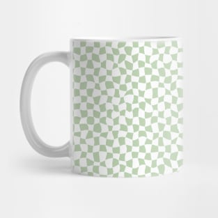 Warped Checkerboard, White and Green Mug